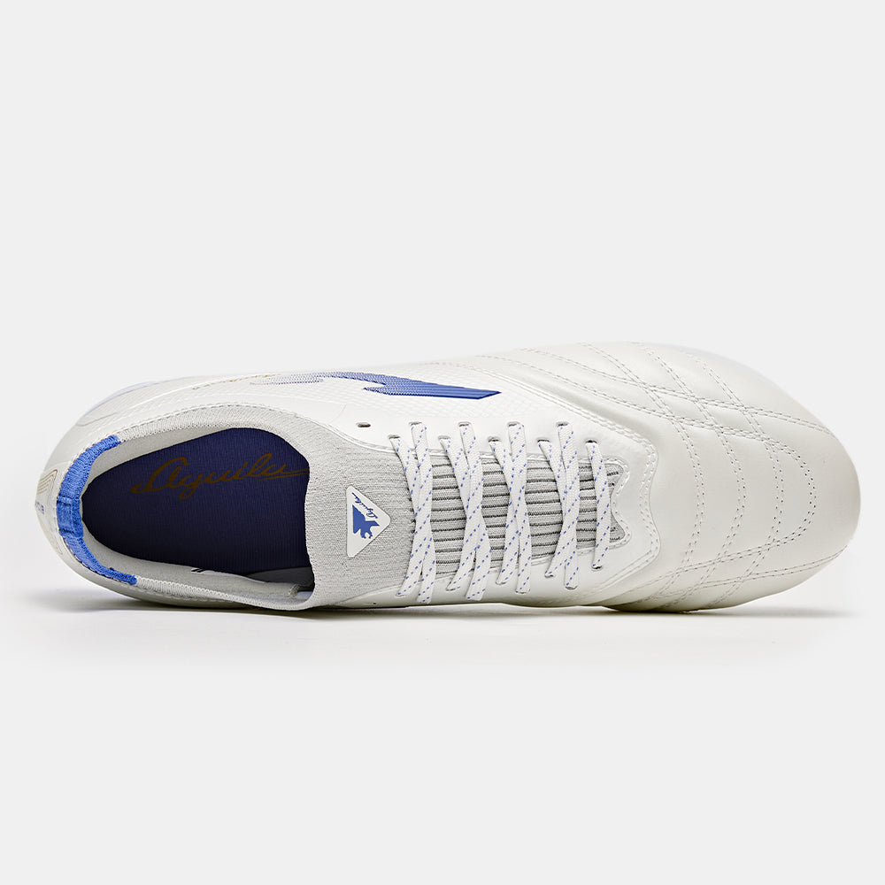 Kangaroo Leather Football Shoes|AGUILA 2.0 MG【White / Blue / Silver】