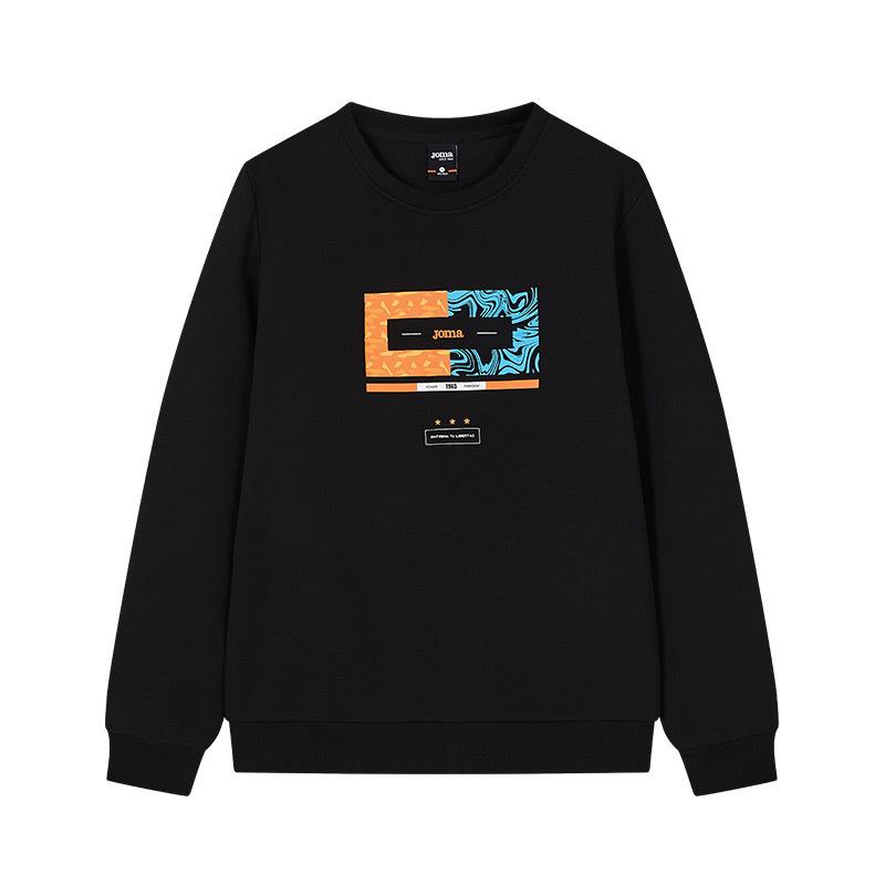 中性印花圓領衛衣 【黑色】