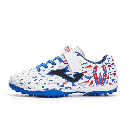 兒童碎釘魔術貼足球鞋 SOAR - TF【白/藍色】