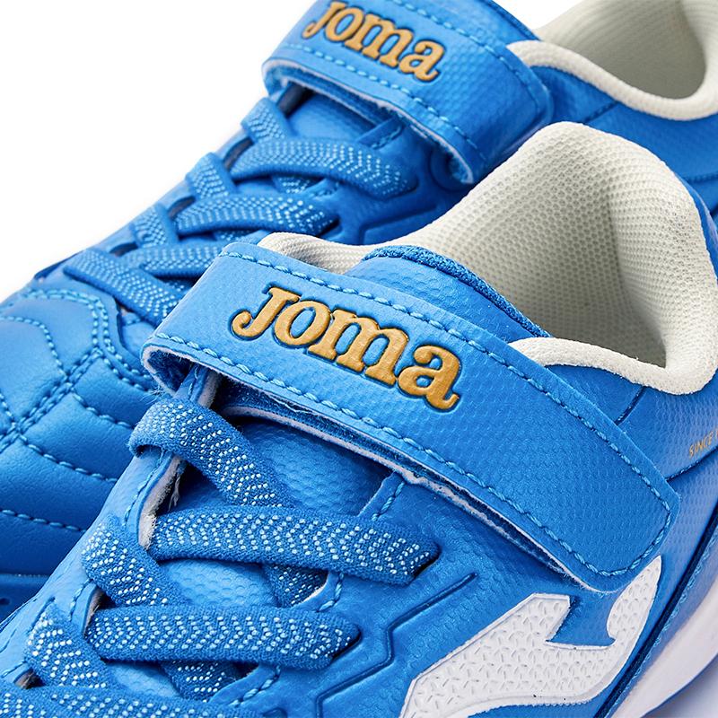 Children's Spiral Velcro Football Shoes LIGA T1 - TF [Blue and White]