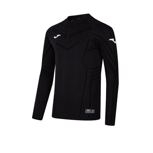 Men's one-piece woven half-zip long sleeves [black]