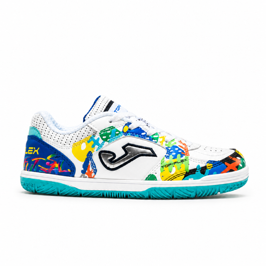 TOP FLEX JR 2602 AMANDINHA Kids' Indoor / Concrete Futsal Shoes 2026 – White / Multicolour Graffiti
