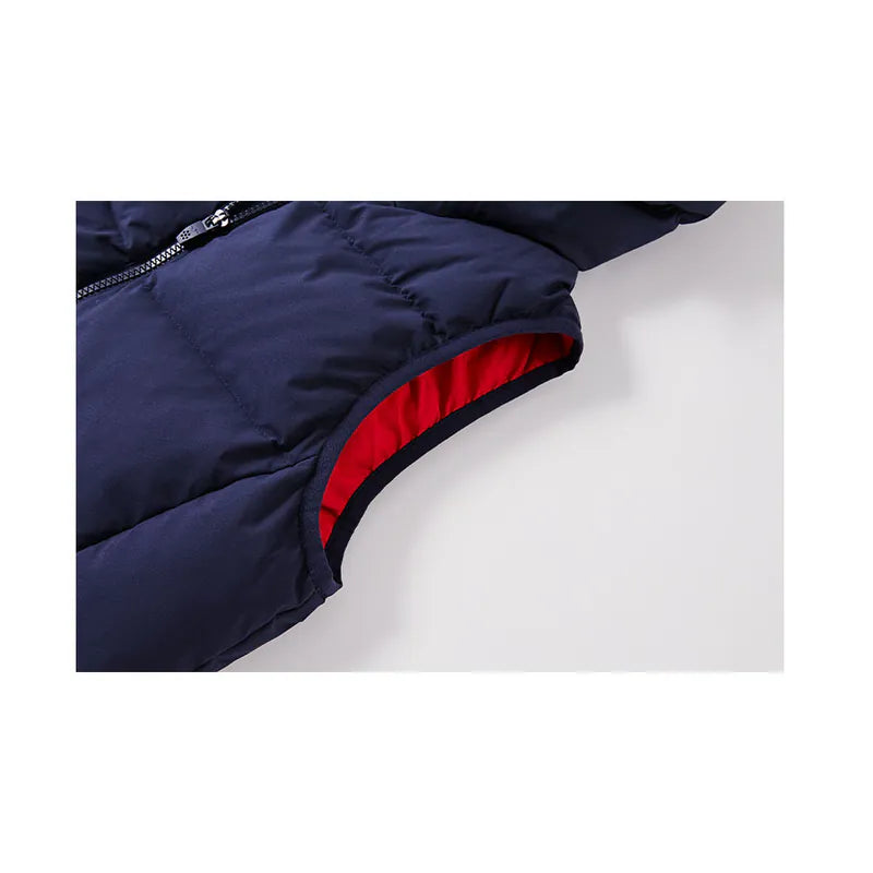 Children's Hooded Down Vest ~ Comprehensive Sports Series [Navy Blue/Black]