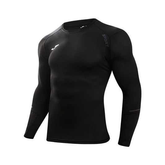 男子 透氣舒適緊身長袖【黑色】